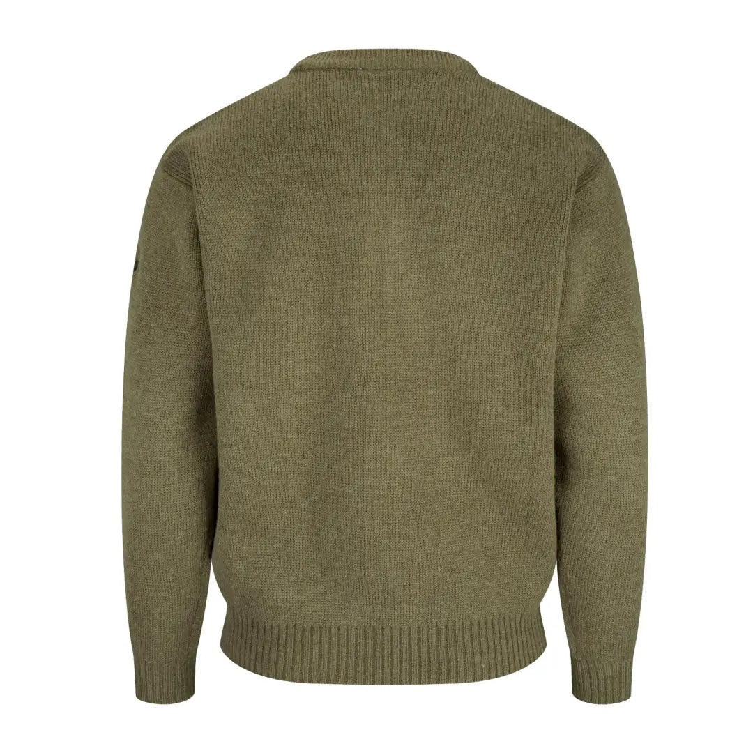 Olive green knit crew neck sweater from Fife Melrose Hunting collection