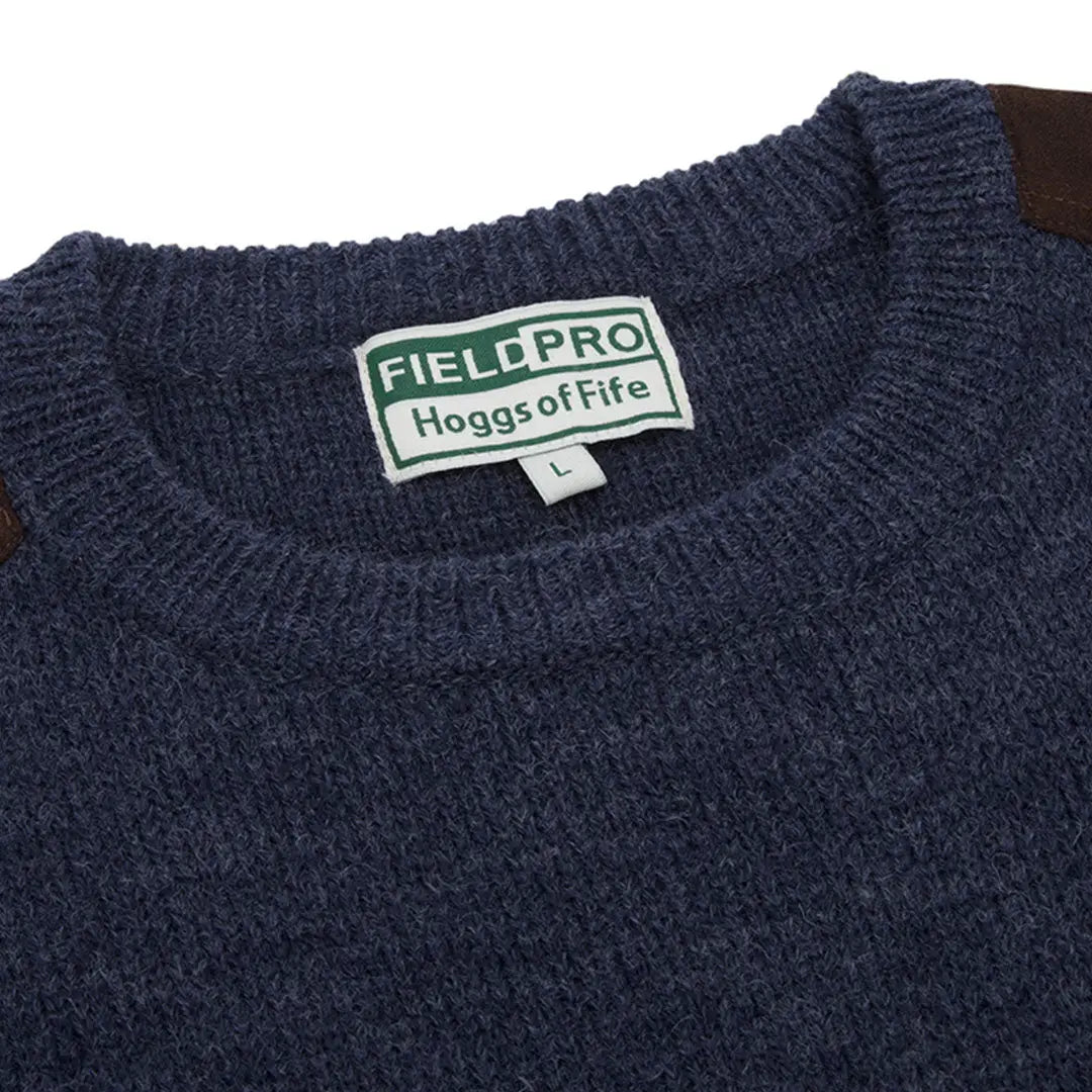 Navy blue knit sweater with Field Pro Hoggs of Fife label, perfect for country clothing adventures