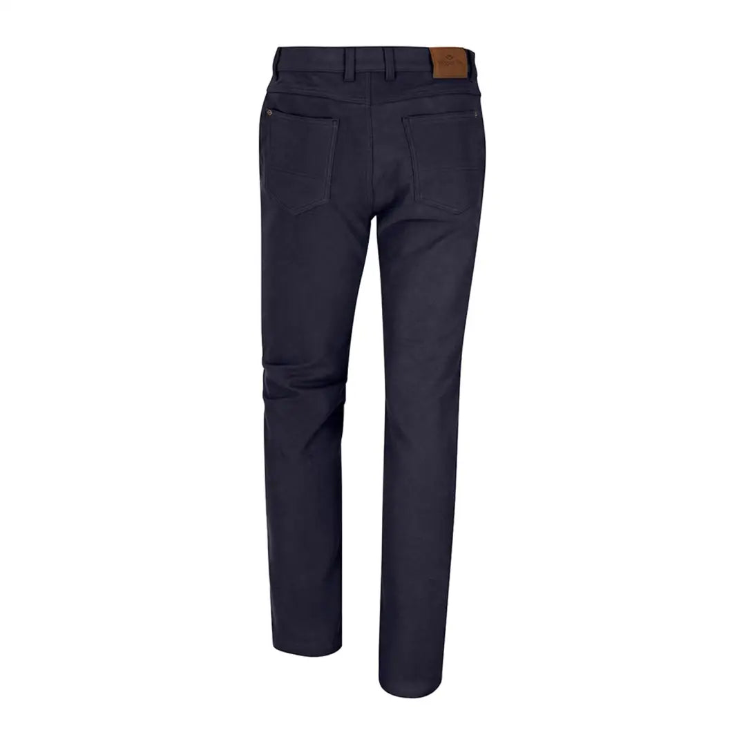 Dark blue Monarch II Moleskin jeans with leather patch perfect for country clothing