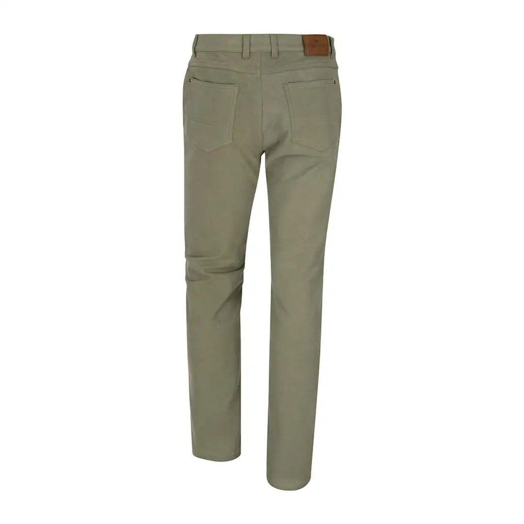 Khaki Chino Pants with Leather Patch from Hoggs of Fife Monarch II Moleskin Jeans