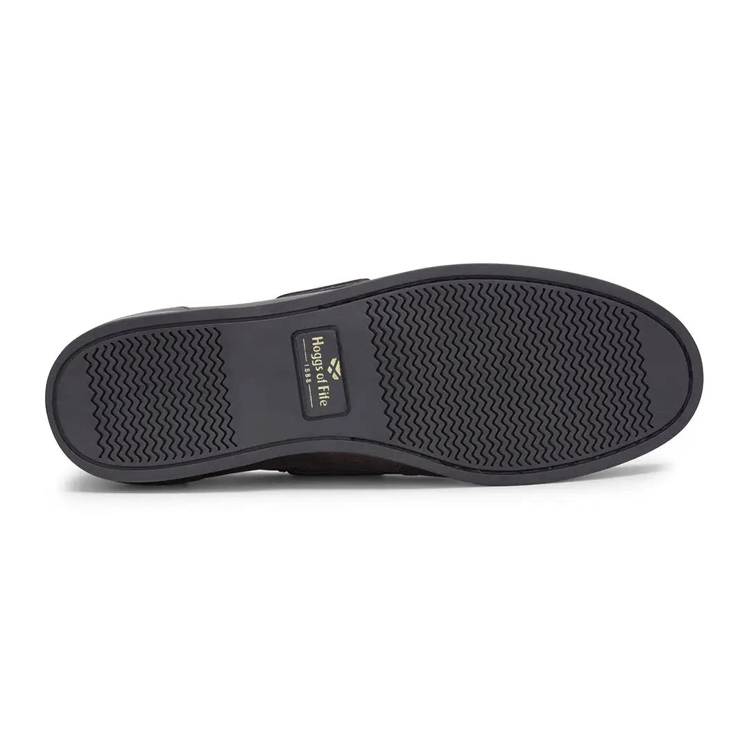 Sole of Hoggs of Fife Mull Deck Shoes with a textured rubber tread pattern