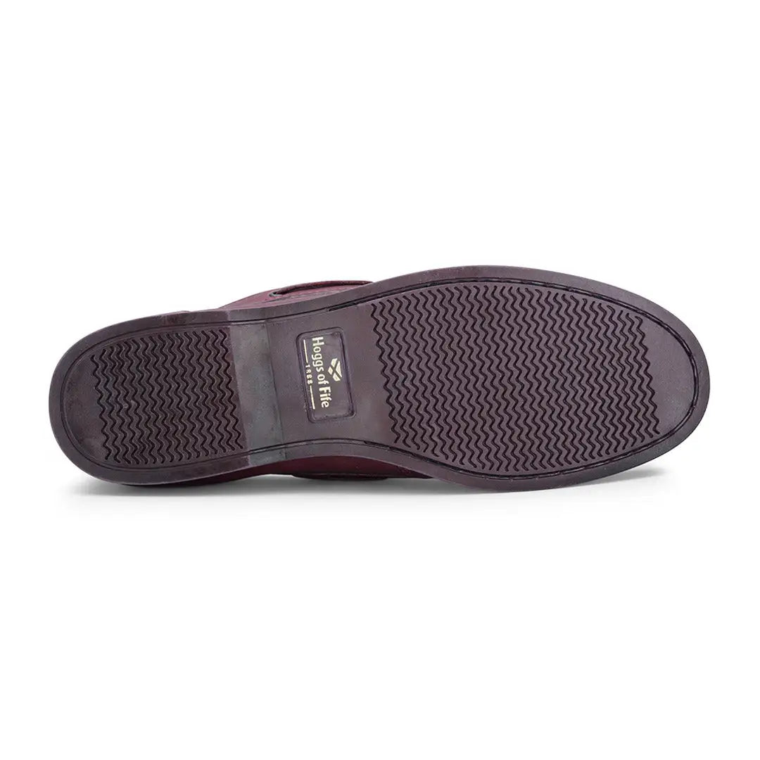 Burgundy leather loafers with textured rubber sole from Fife Mull Ladies Deck Shoes