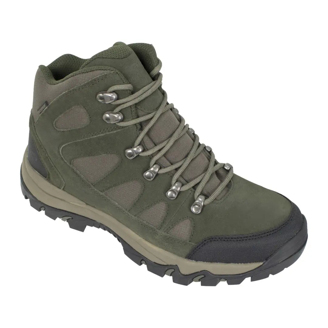 Olive green Hoggs Of Fife Nevis Waterproof Hiking Boots with rugged lace-up design