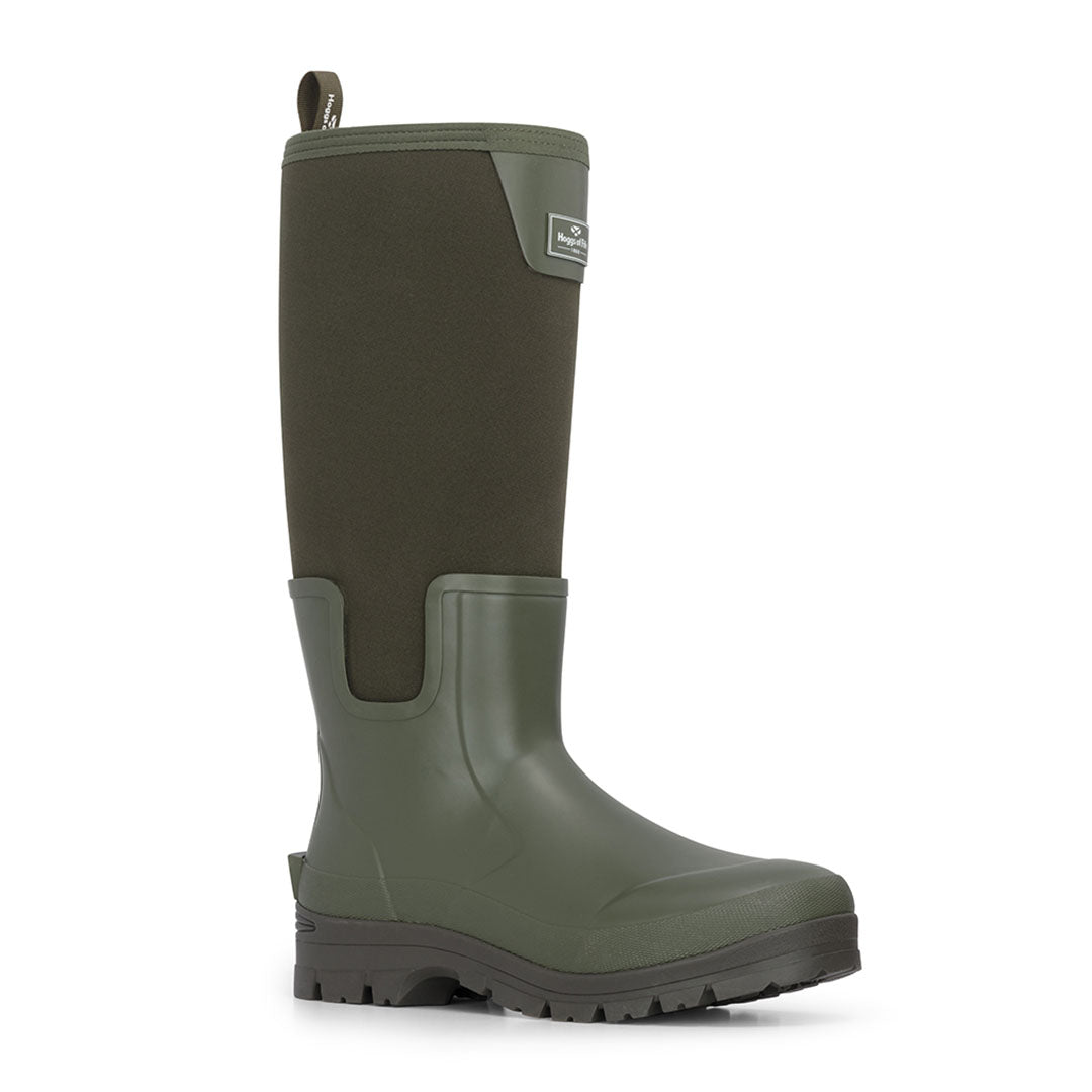 Green rubber and neoprene Hoggs of Fife Newport Wellingtons for hunting and outdoors