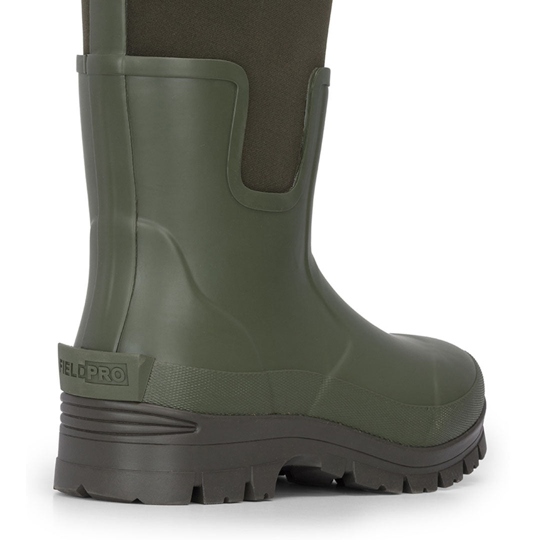 Green rubber boot from Hoggs of Fife Newport, perfect for country clothing and outdoor adventures