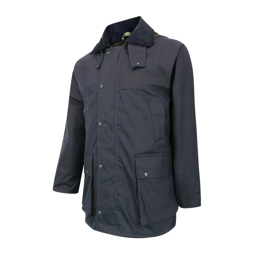 Dark gray Fife Padded Wax Jacket with pockets and collar for stylish comfort