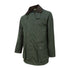 Green Hoggs Of Fife Padded Wax Jacket with a brown corduroy collar and pockets