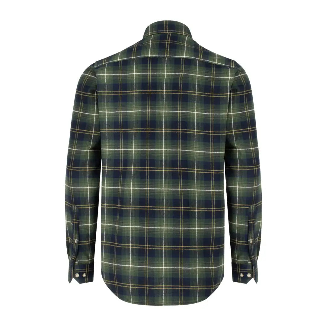 Green and navy plaid flannel shirt by Hoggs of Fife in comfy cotton flanel fabric