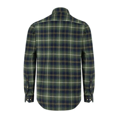 Green and navy plaid flannel shirt by Hoggs of Fife in comfy cotton flanel fabric