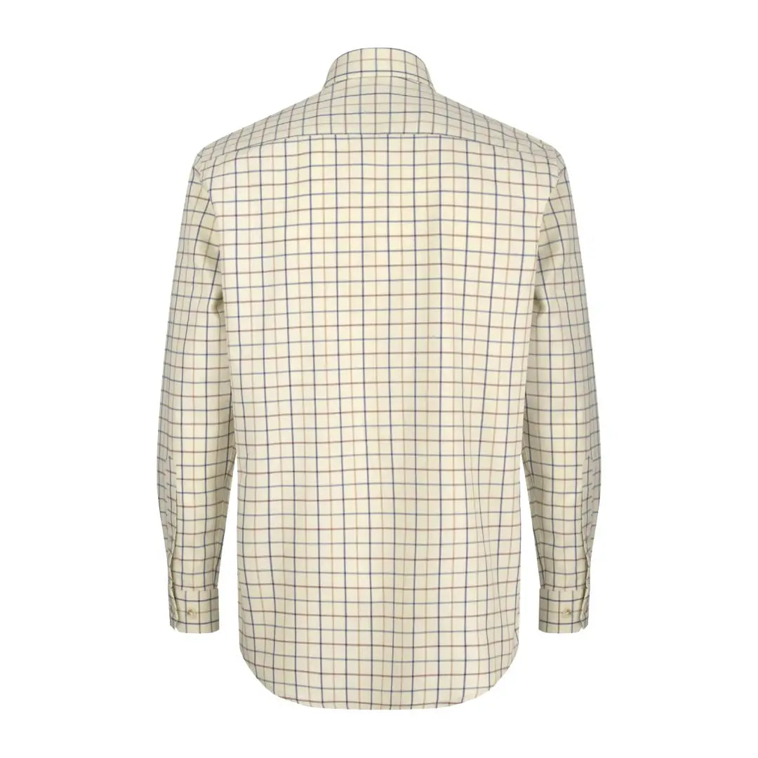 Cream-colored Fife Premier Tattersall shirt with a brown checkered pattern