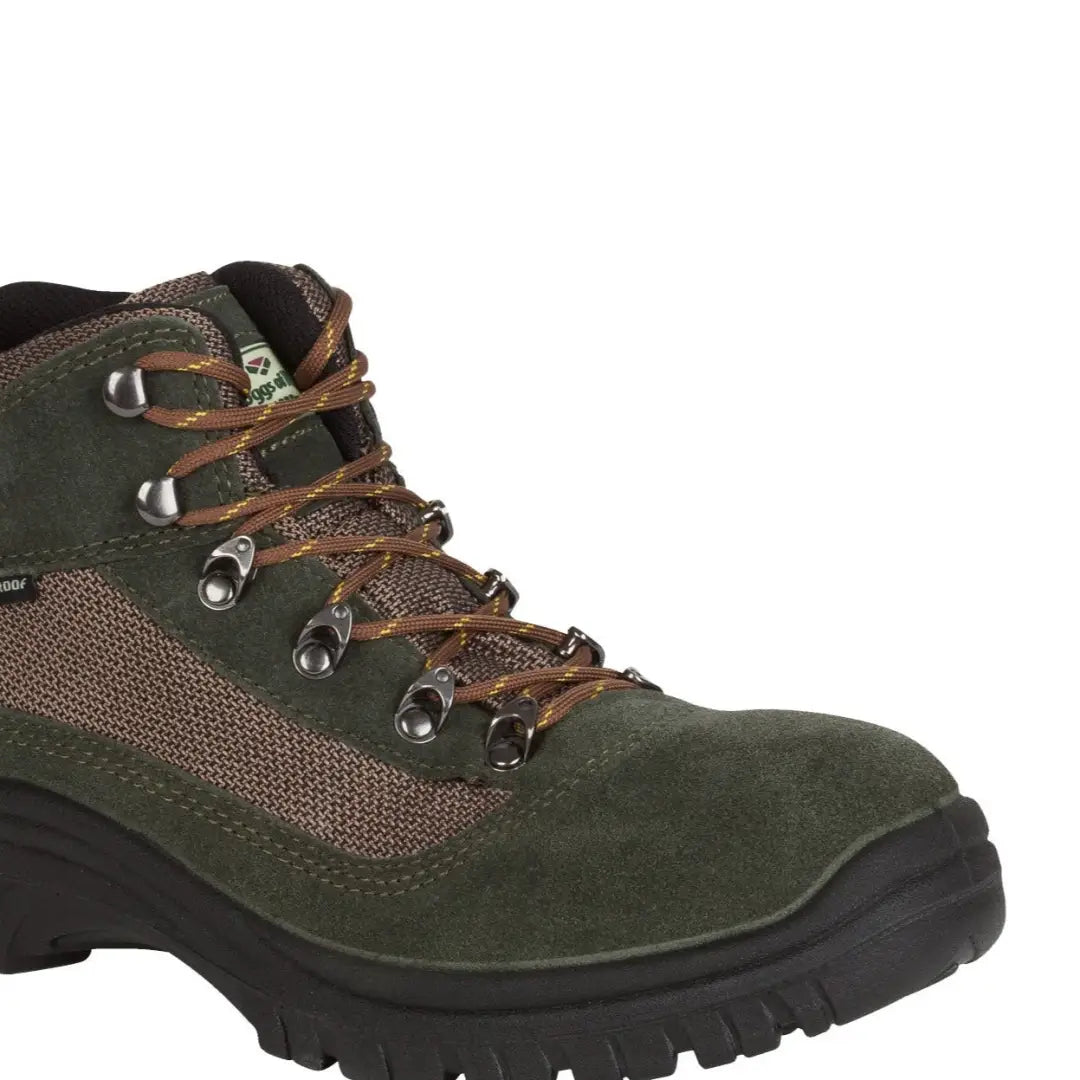 Rugged Fife Rambler Hiking Boots with brown laces and thick black sole for outdoor adventures