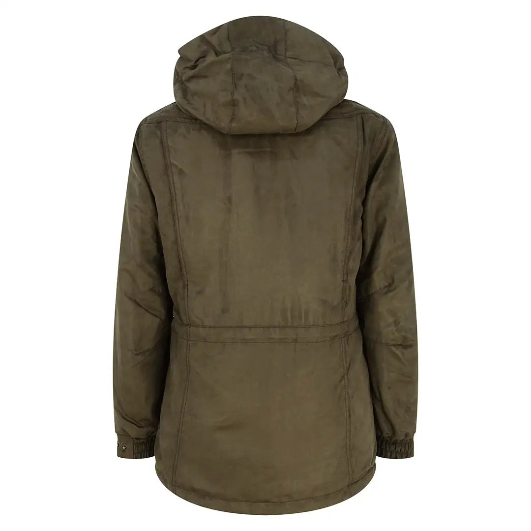 Olive green hooded zipper closure Hoggs of Fife ladies hunting jacket for winter wear