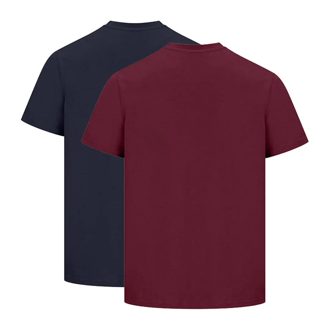 Plain navy blue and burgundy t-shirts from Hoggs Of Fife for country clothing lovers