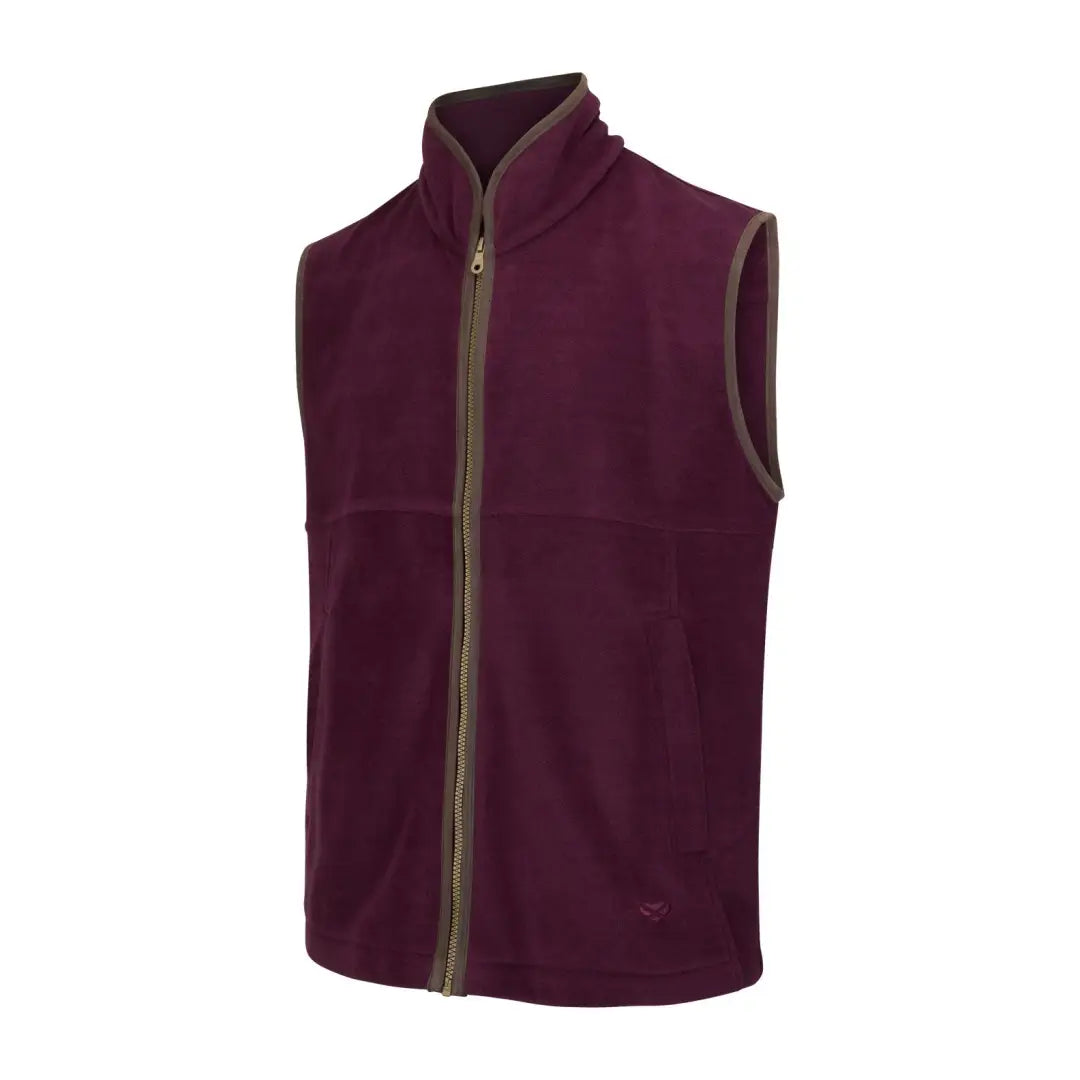 Burgundy fleece vest with zipper, perfect for outdoor adventures, Stenton Technical Fleece