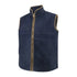 Navy blue Stenton Technical Fleece Gilet with tan trim and full-length zipper