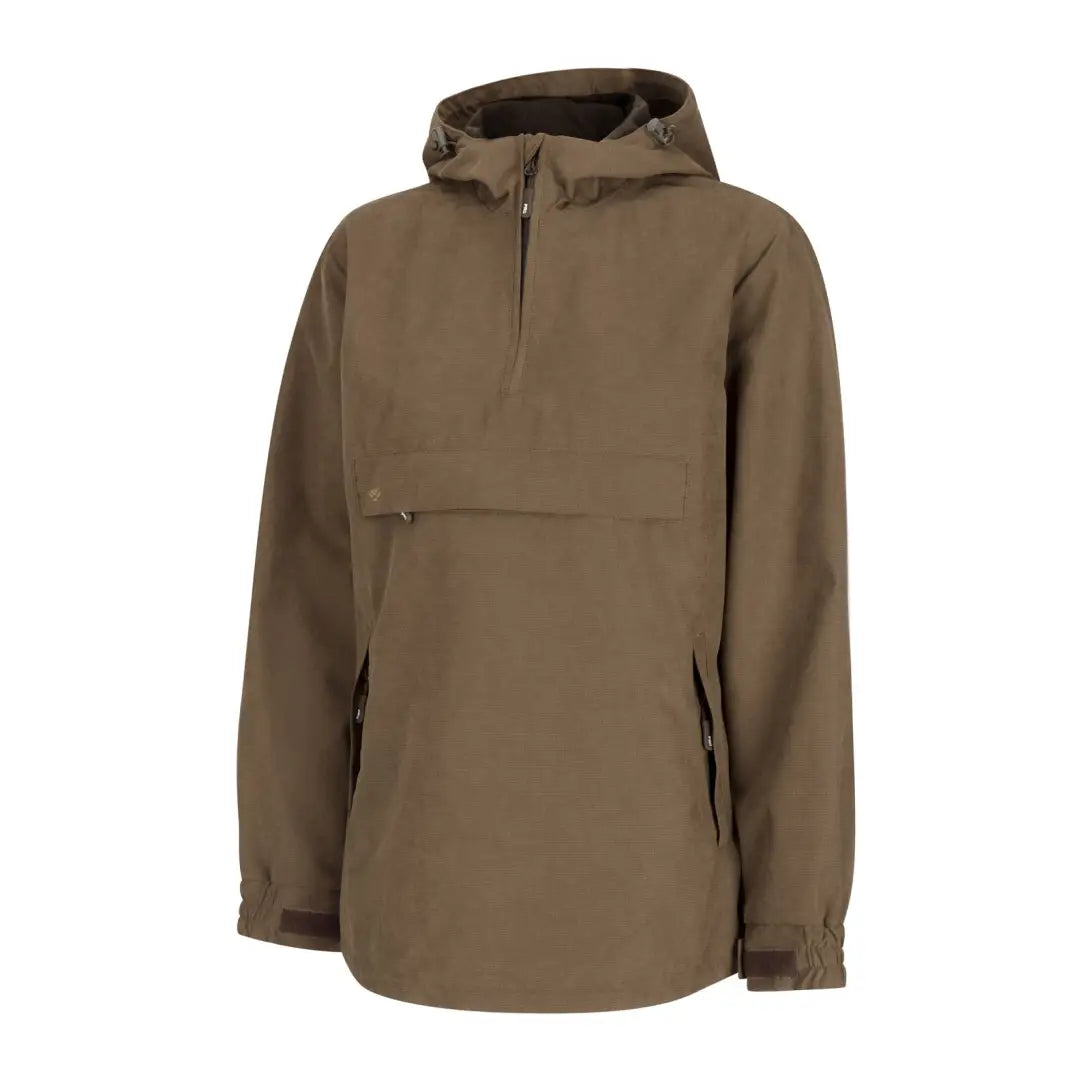 Olive-brown half-zip pullover jacket from Hoggs of Fife Struther Ladies collection