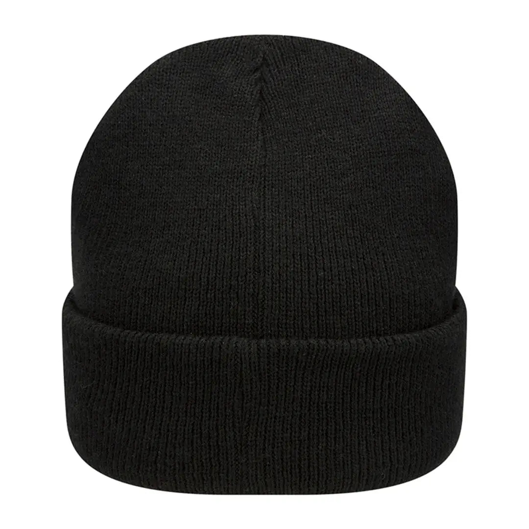 Black Thinsulate beanie hat with folded brim, perfect for country clothing and hunting