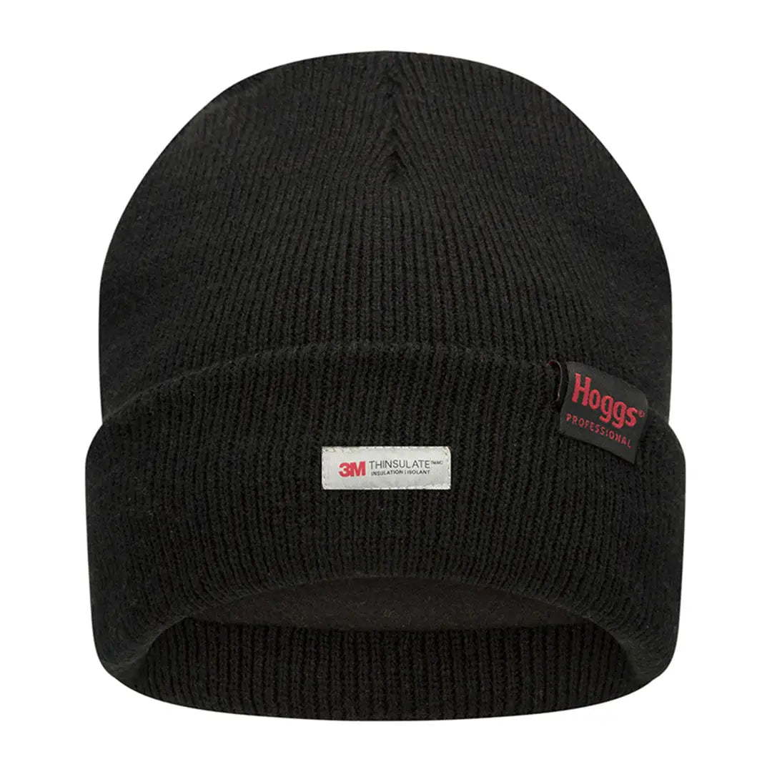 Black Thinsulate beanie hat from Hoggs Of Fife, perfect for country clothing and hunting