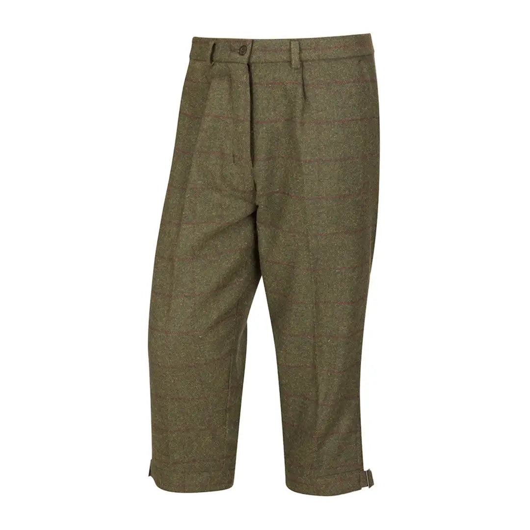 Olive green Tummel Tweed Field Breeks with cuffed hems for a stylish outdoor look