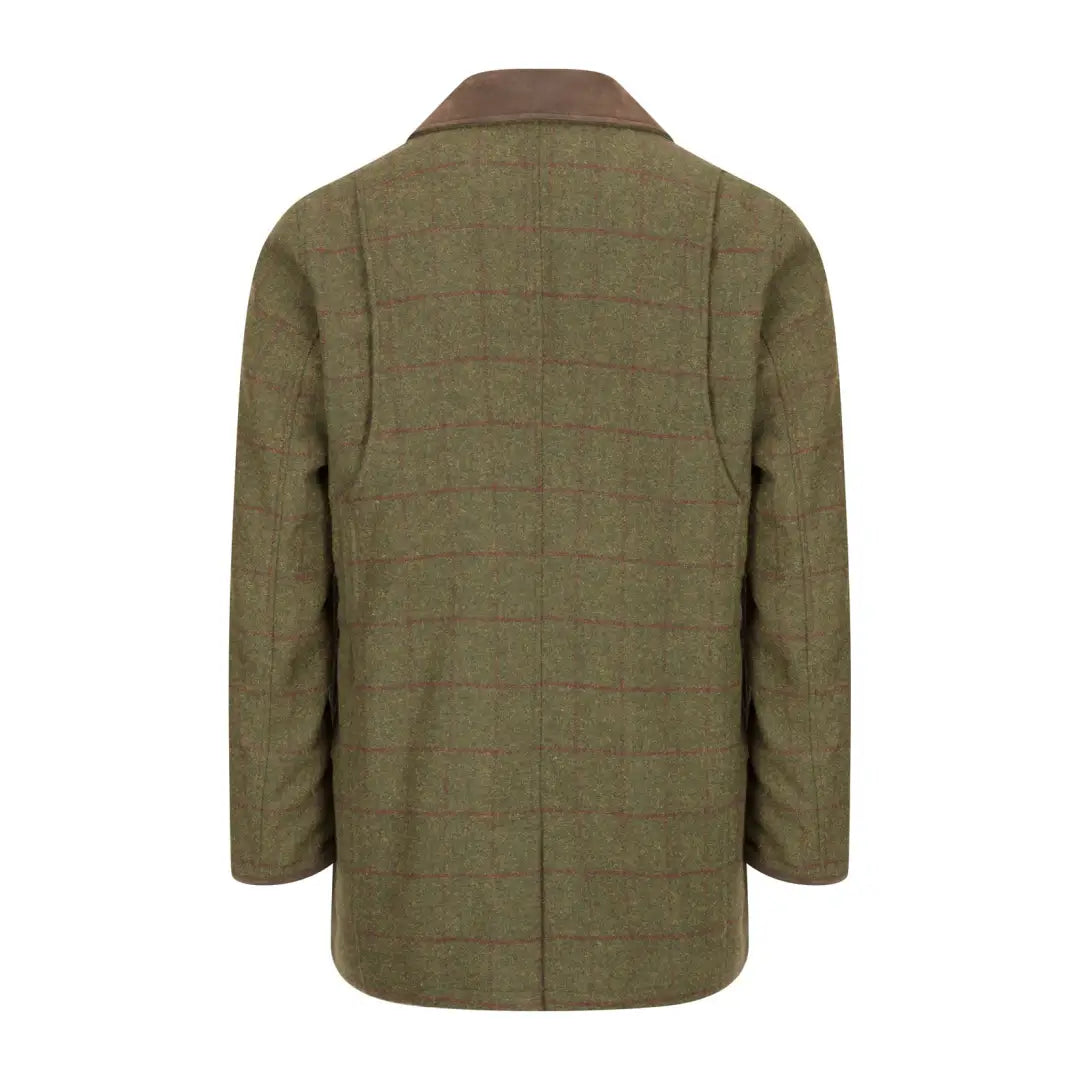 Olive green quilted Hoggs of Fife Tummel Tweed Field Coat with brown collar