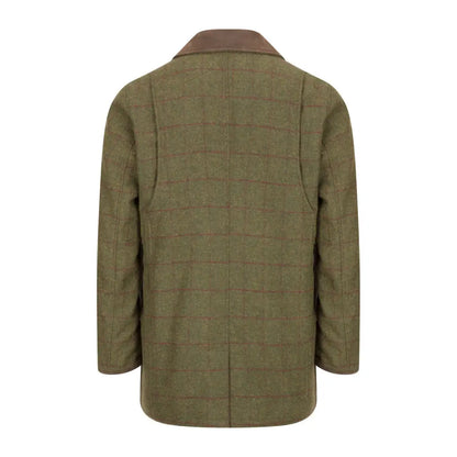 Olive green quilted Hoggs of Fife Tummel Tweed Field Coat with brown collar