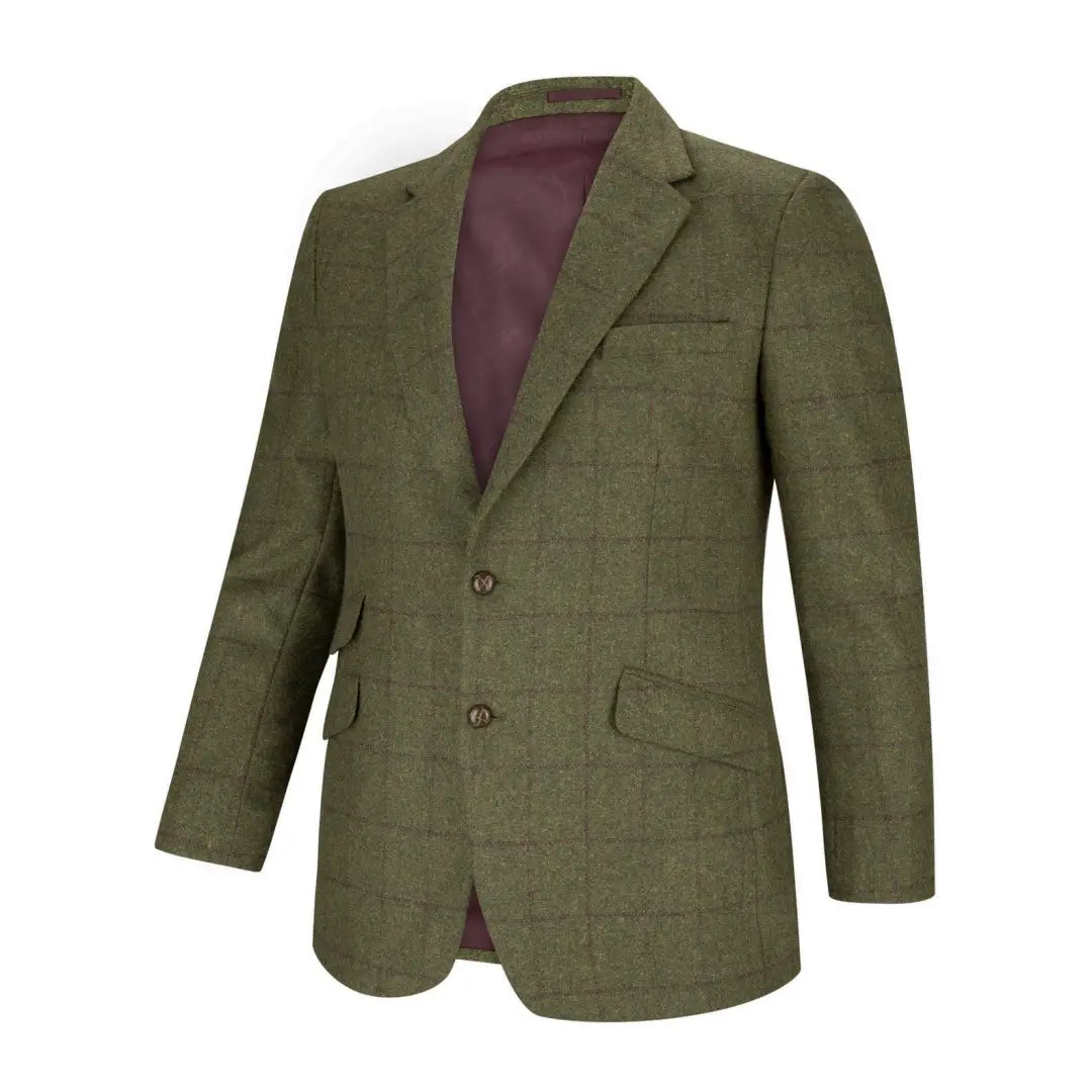 Olive green Hoggs Of Fife Tummel Tweed Sports Jacket with flap pockets and buttons