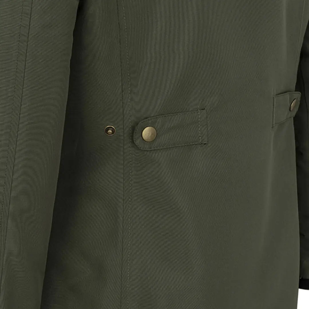 Olive green Hoggs of Fife Walker Long Coat with button and pocket detail for stylish country clothing