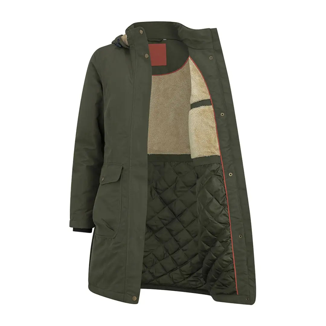 Dark green Hoggs of Fife Walker Long Coat with quilted lining, perfect country clothing