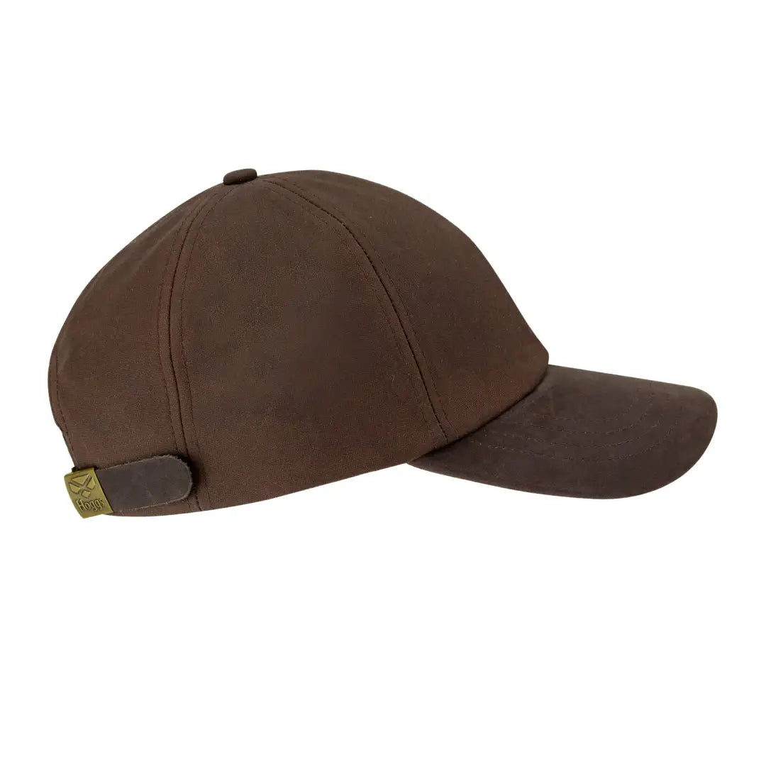 Brown Waxed Baseball Cap with adjustable strap by Hoggs Of Fife for stylish outdoor wear