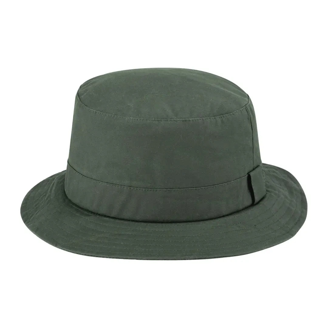 Green waxed bush hat from Hoggs of Fife with a simple band around the crown