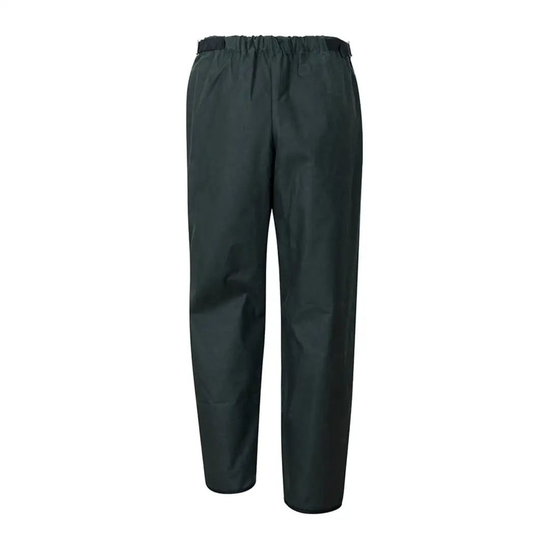 Dark green elastic-waist Fife Waxed Overtrousers perfect for outdoor adventures