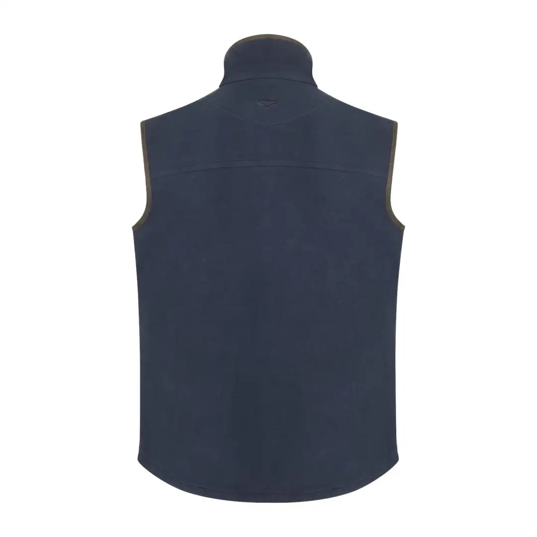 Navy blue sleeveless Woodhall Gilet with high collar, perfect for typical British days