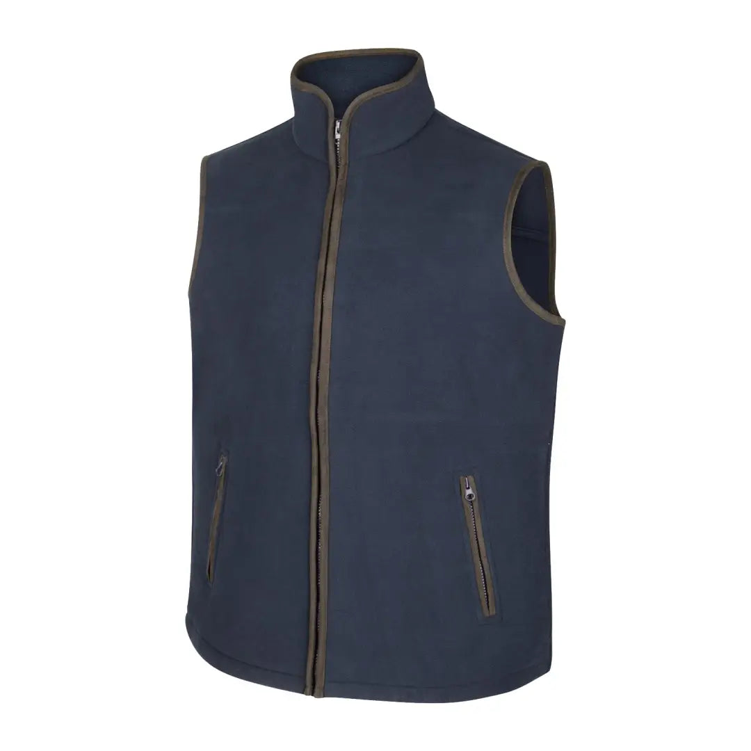 Navy blue sleeveless zip-up Hoggs of Fife Woodhall Gilet for typical British days