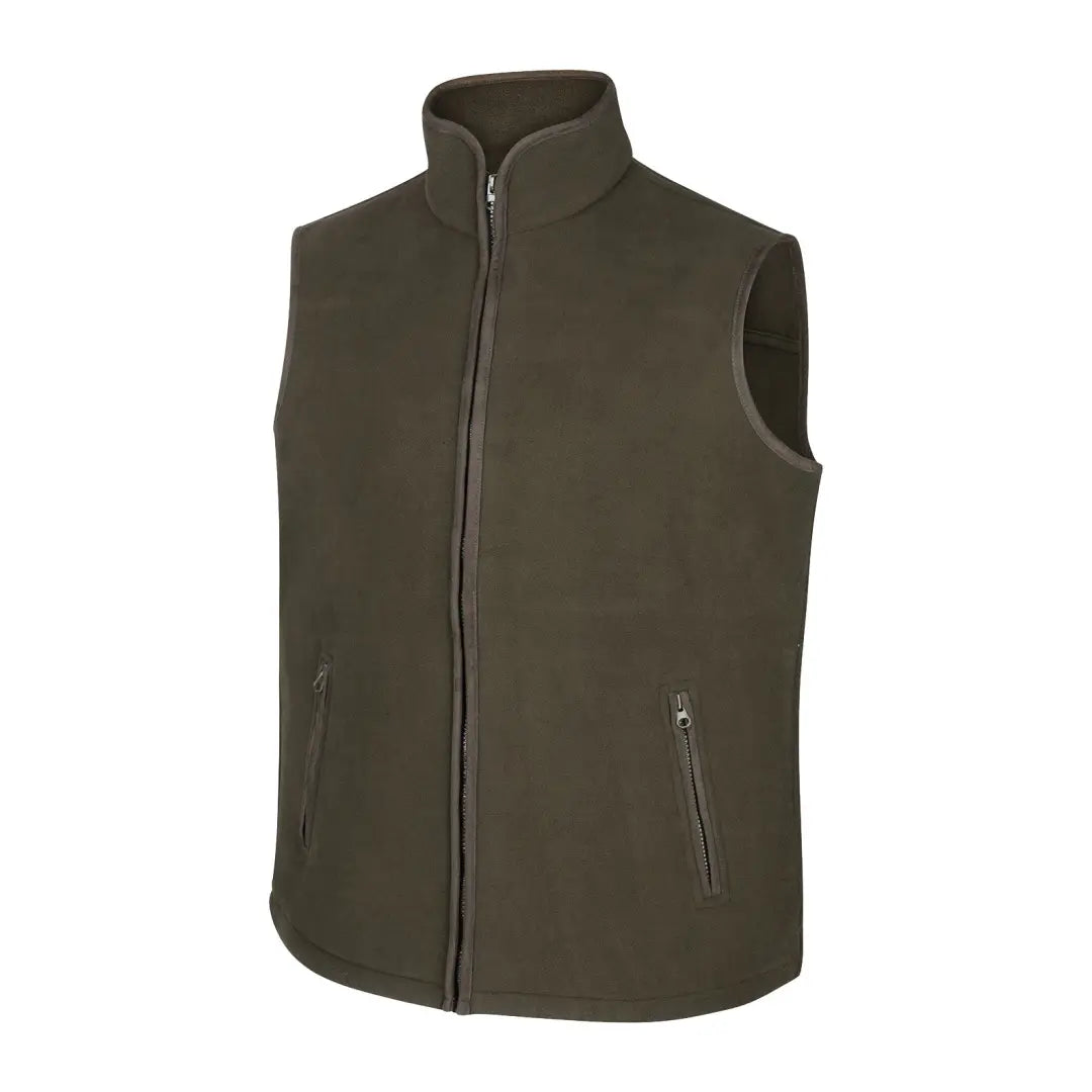 Dark green Hoggs of Fife Woodhall Fleece Gilet with zipper and side pockets for British days