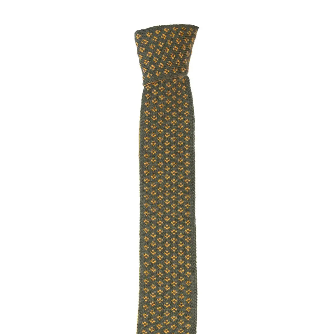 Patterned green neck tie from House of Cheviot, perfect for country clothing and hunting