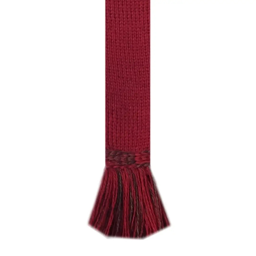 Burgundy knitted scarf with fringed ends from House of Cheviot for stylish country clothing