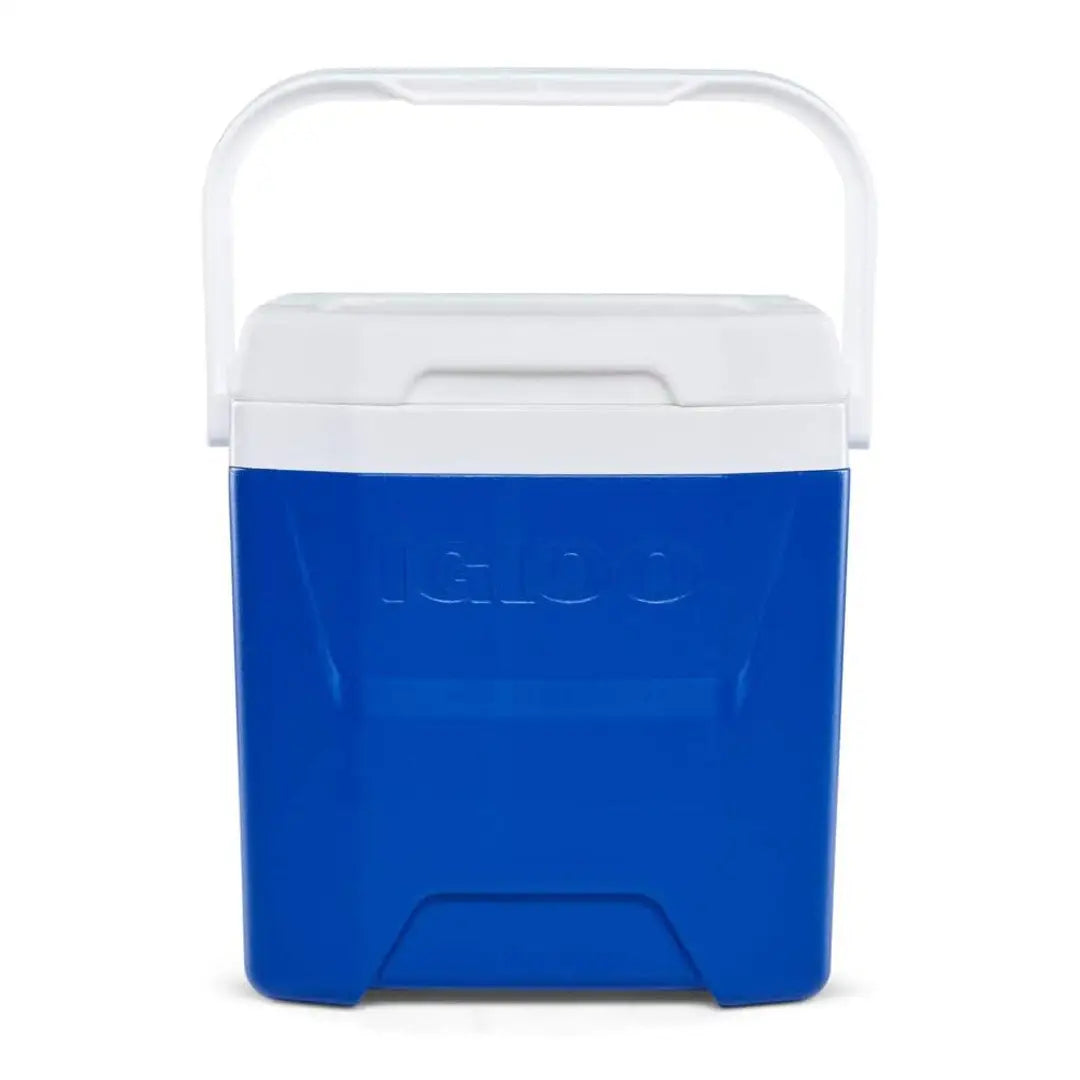 Blue and white Igloo Laguna Cooler 11 litre with a handle for easy transport