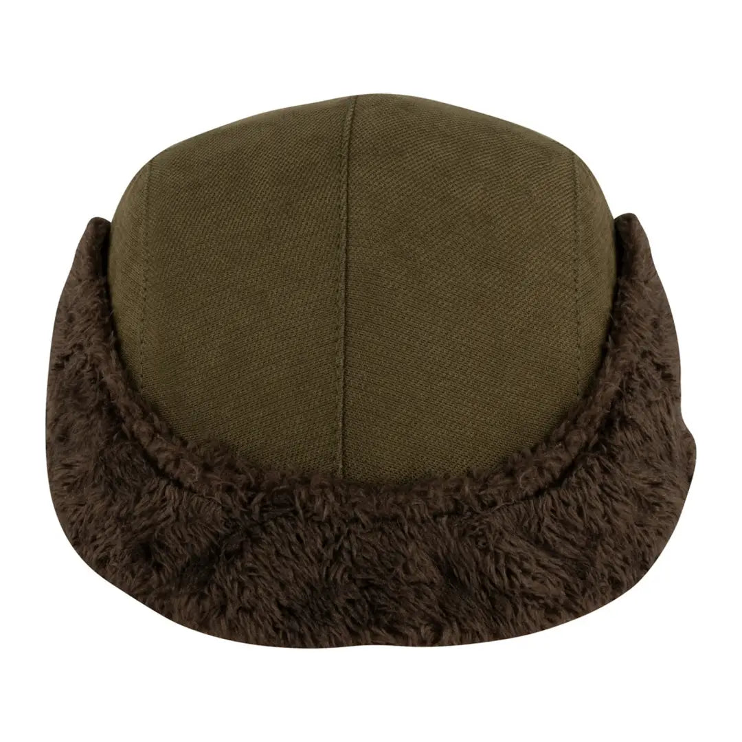 Jack Pyke Alaska Hat in khaki with dark brown faux fur trim for winter style