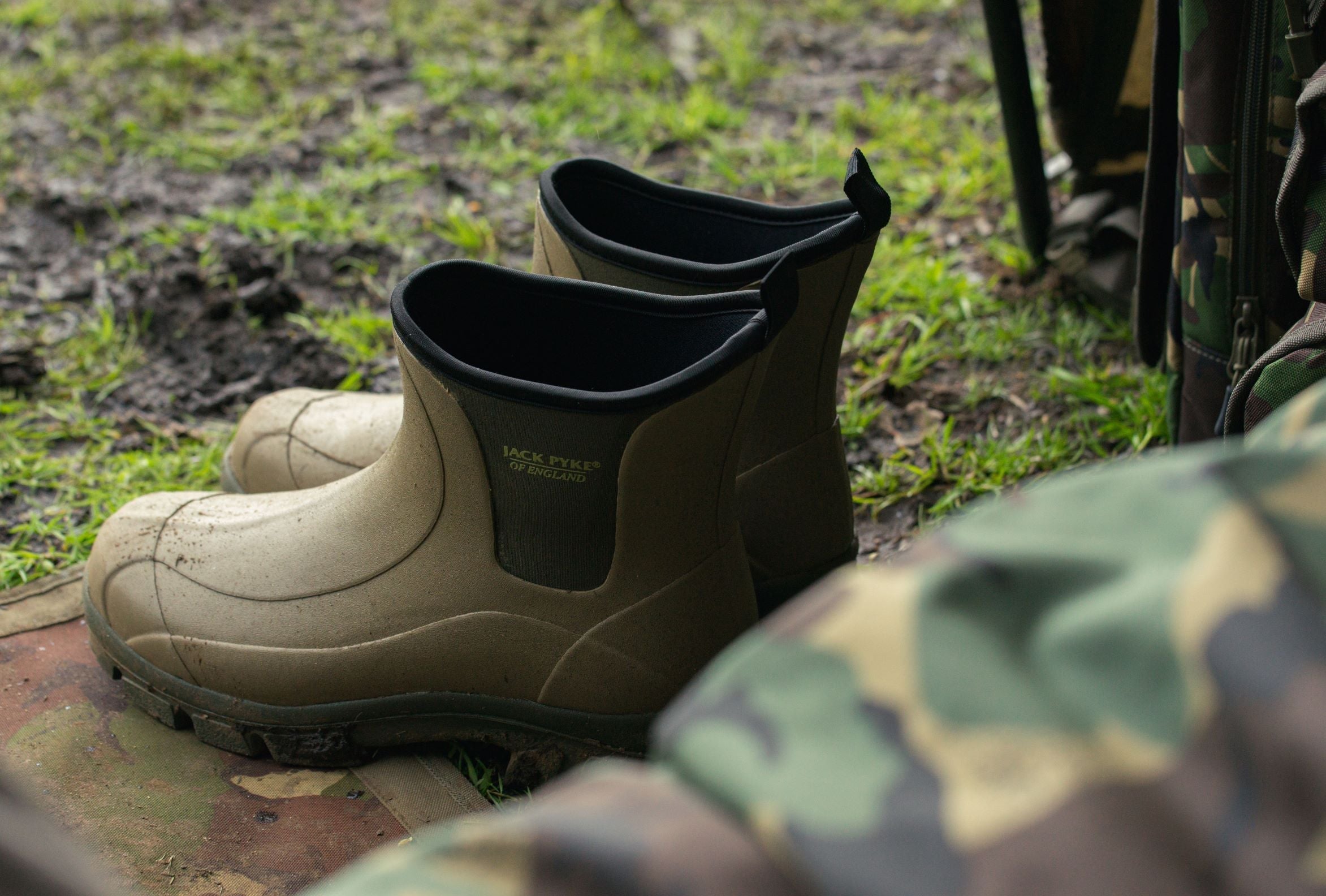 Tan Jack Pyke Ankle Wellie Boots perfect for outdoor adventures and rainy days