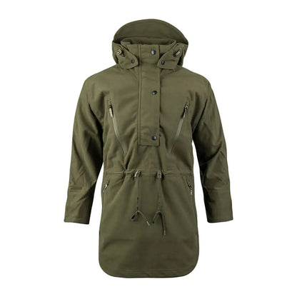 Olive green Jack Pyke Argyll Smock parka with pockets and drawstring waist