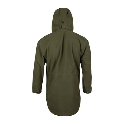 Olive green Jack Pyke Argyll Smock jacket with a stylish curved hemline