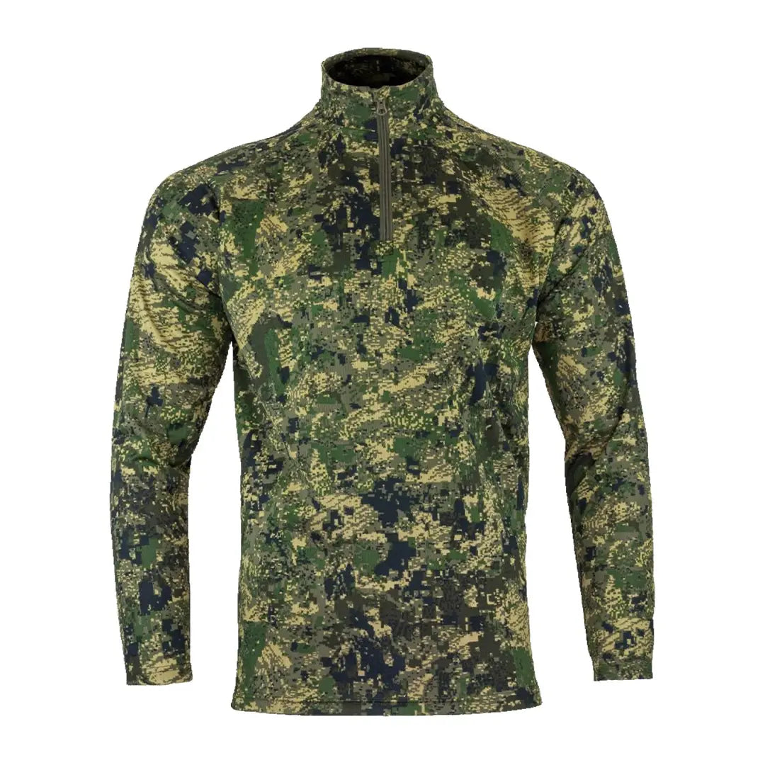 Camouflage long-sleeved shirt with high collar and zipper from Jack Pyke Armour