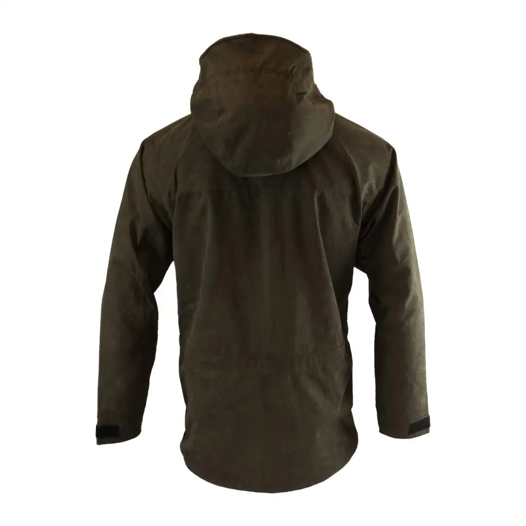 Dark green hooded jacket back view of Jack Pyke Ashcombe stylish outerwear