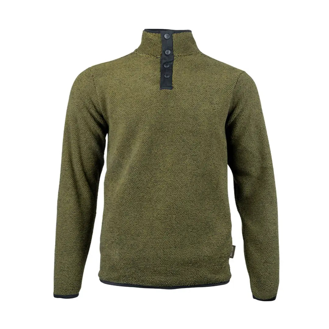 Olive green Jack Pyke Ashdown Fleece Top with partial button placket for country clothing