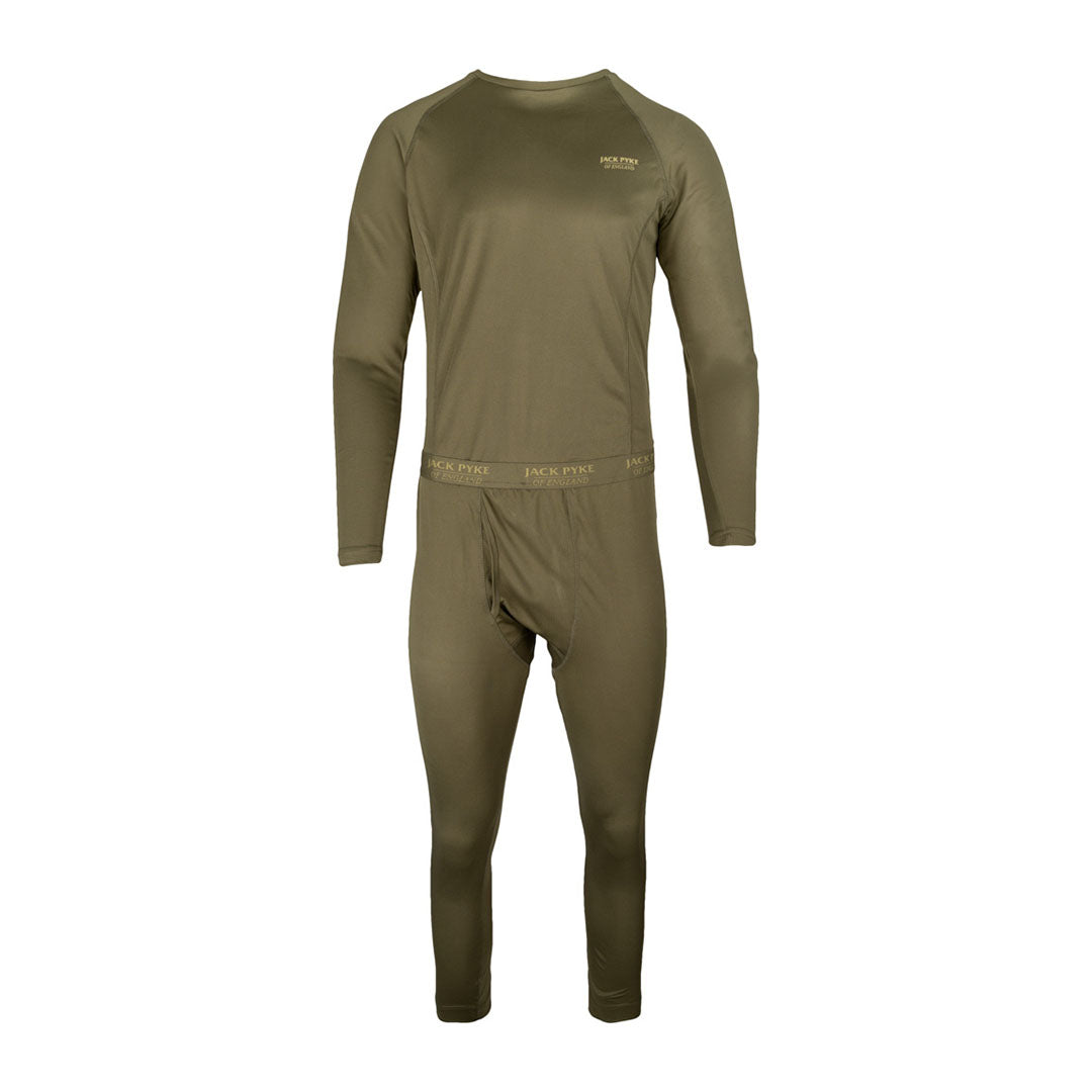 Olive-green Jack Pyke thermal underwear onesie for country clothing and hunting