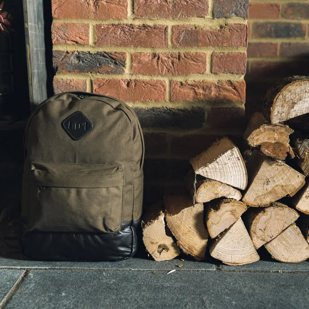 Olive canvas backpack on sale