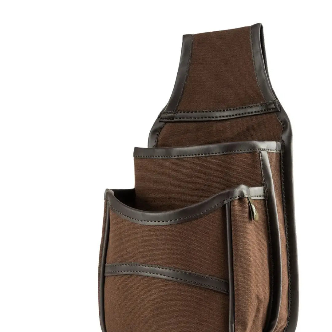 Brown leather tool pouch with multiple pockets from Jack Pyke Canvas Cartridge Pouch