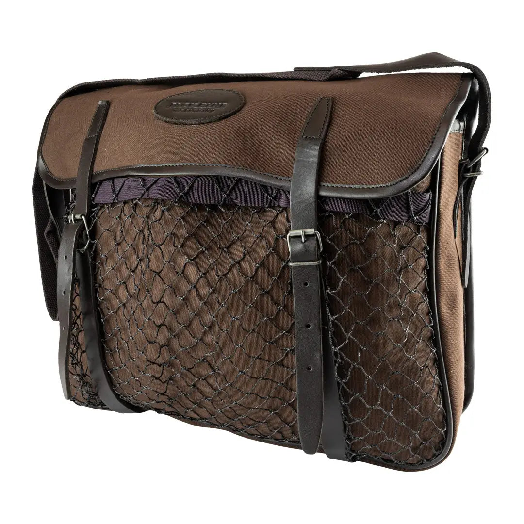 Jack Pyke Canvas Game Bag features a leather messenger bag with woven pattern