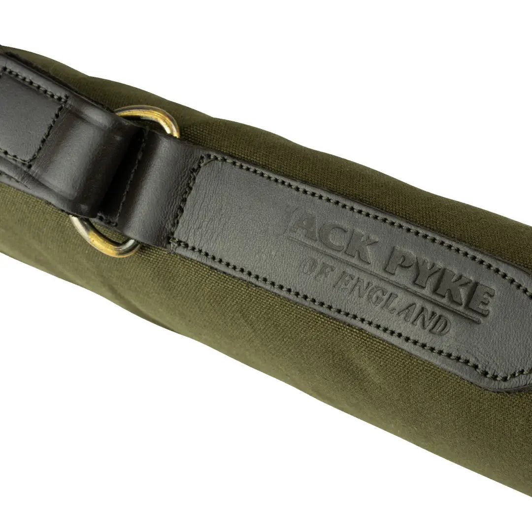 Olive green Jack Pyke Canvas Shotgun Slip with leather strap for rifles and shotguns