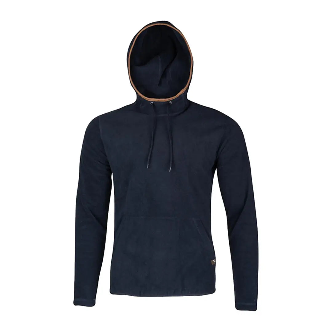 Navy blue Jack Pyke Country Fleece Hoodie with tan trim and drawstrings